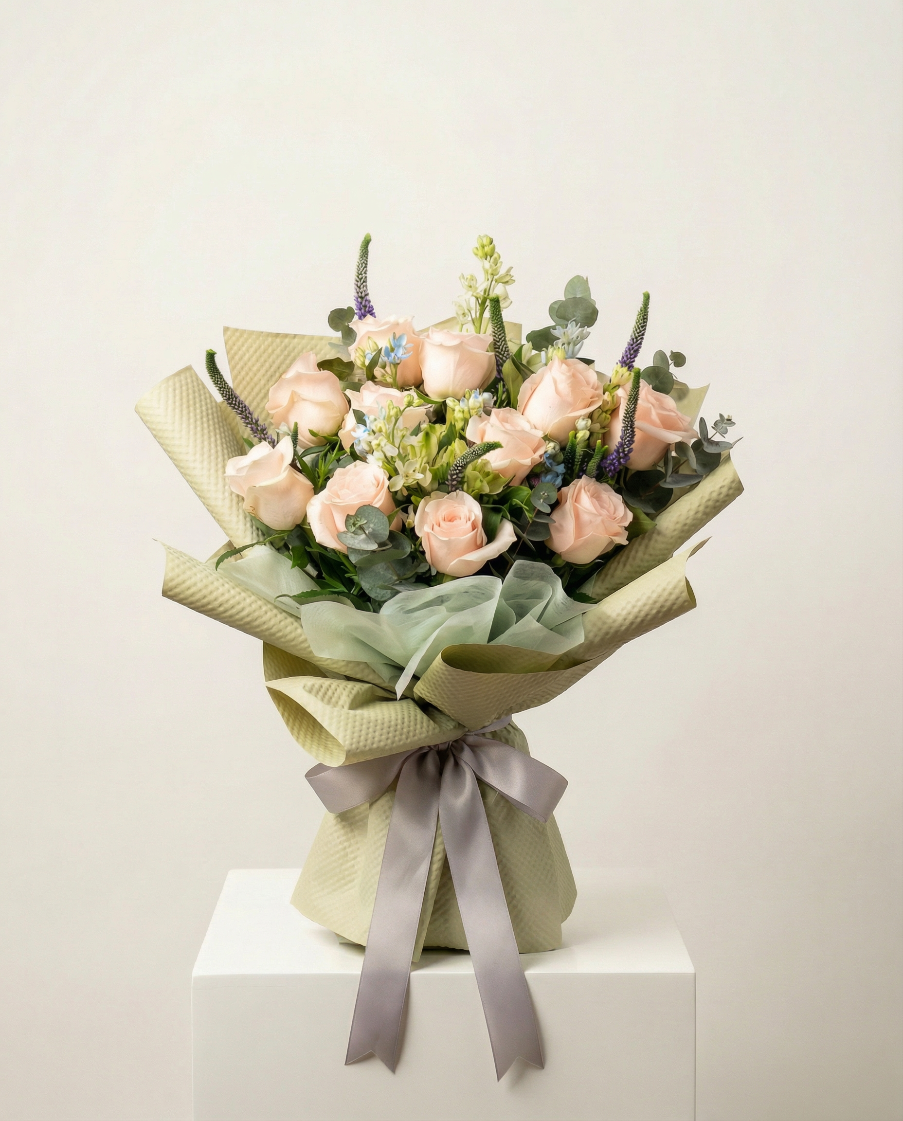 溫柔時光 - 蜜桃雪山玫瑰花束