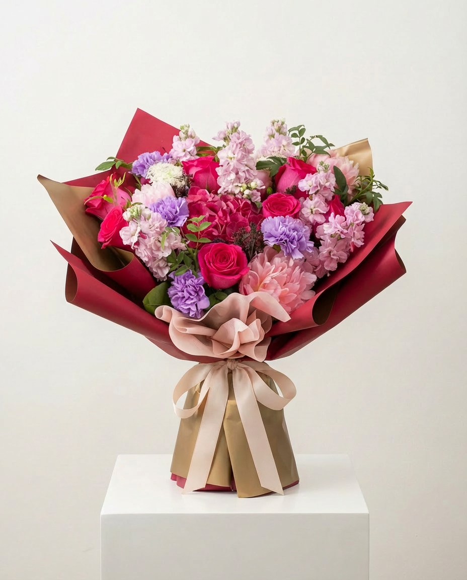 粉黛佳人 - 粉玫瑰與黑海芋