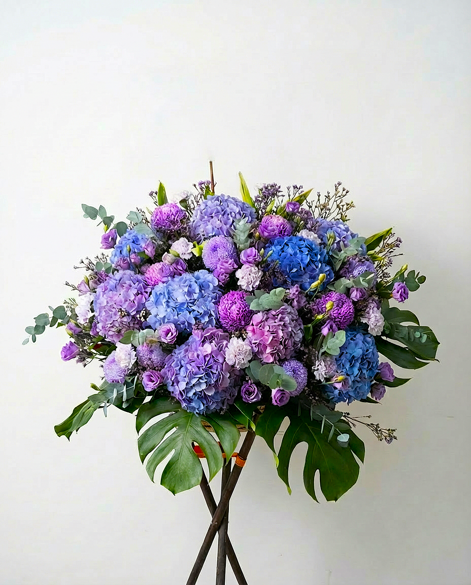 紫氣東來 ‧ 尊貴藍紫繡球花籃