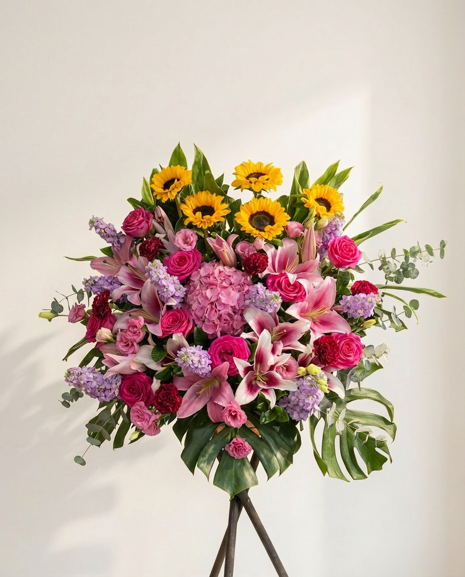旭日東昇 ‧ 向日葵百合鴻圖花籃