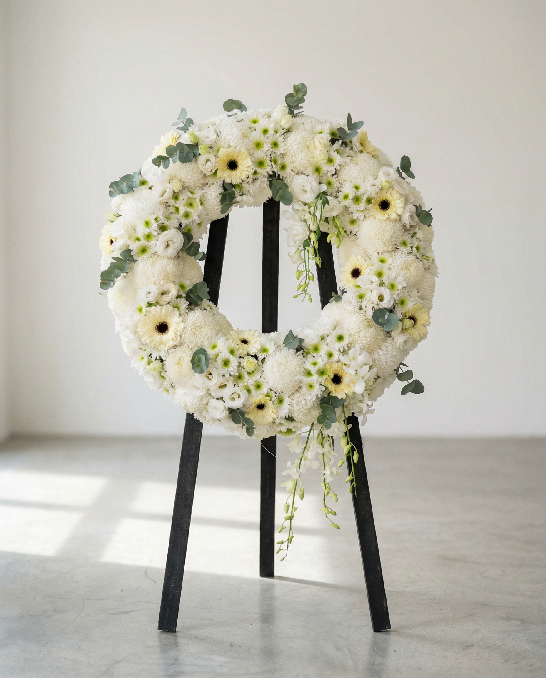 圓滿人生 ‧ 純白菊類素雅花圈