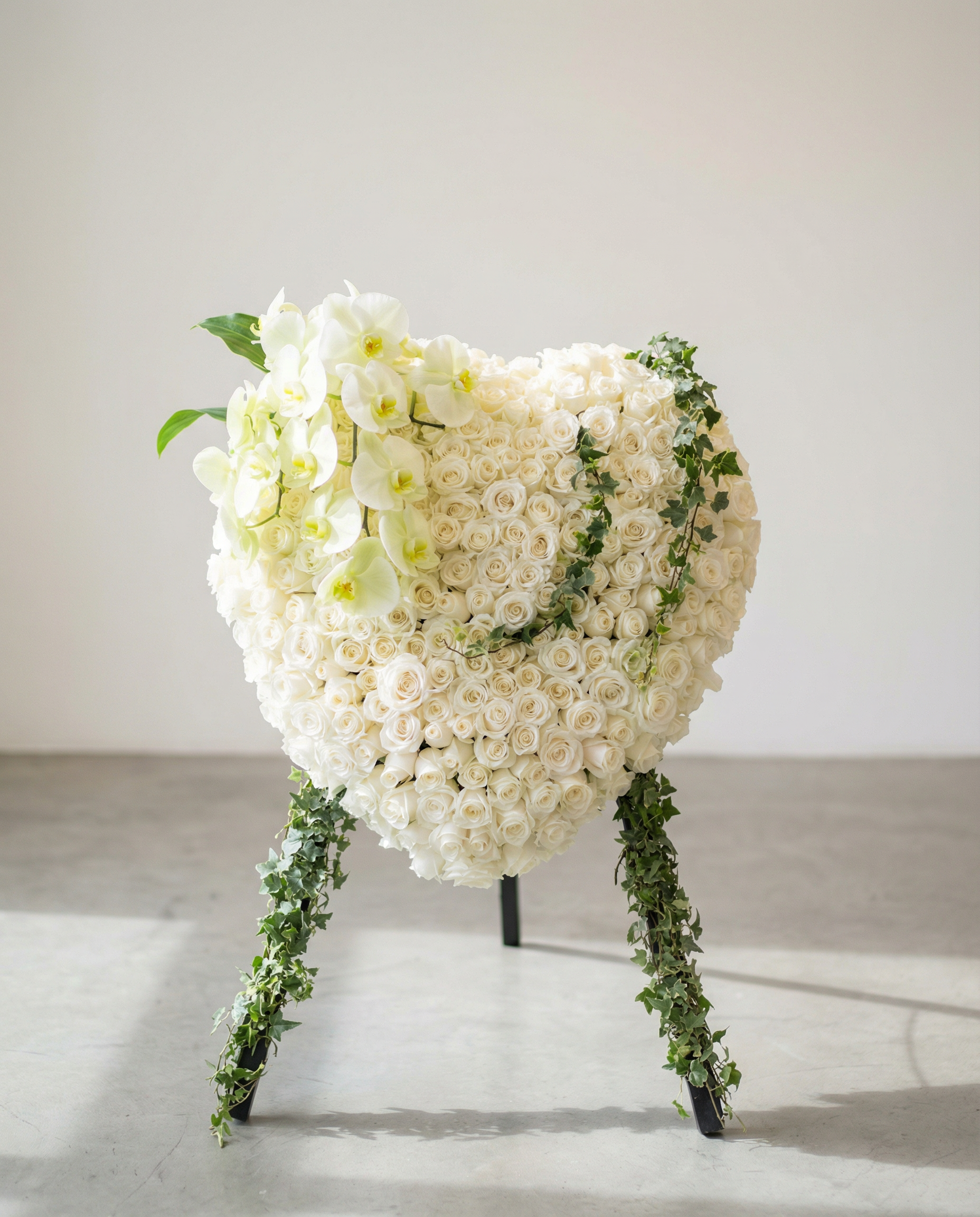 銘記於心 ‧ 純白玫瑰心形悼念座