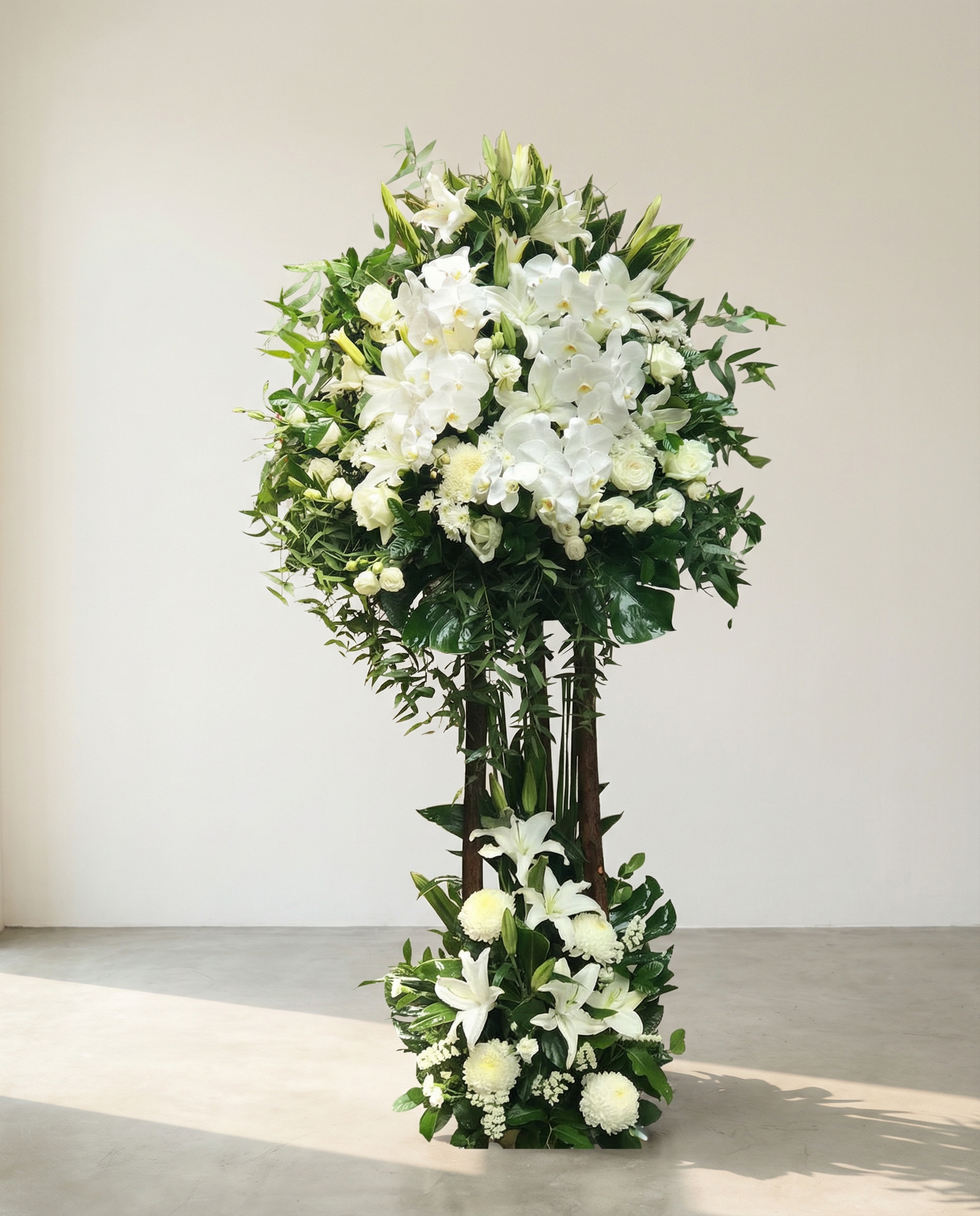 浩氣長存 ‧ 豪華白色花百合祭壇花